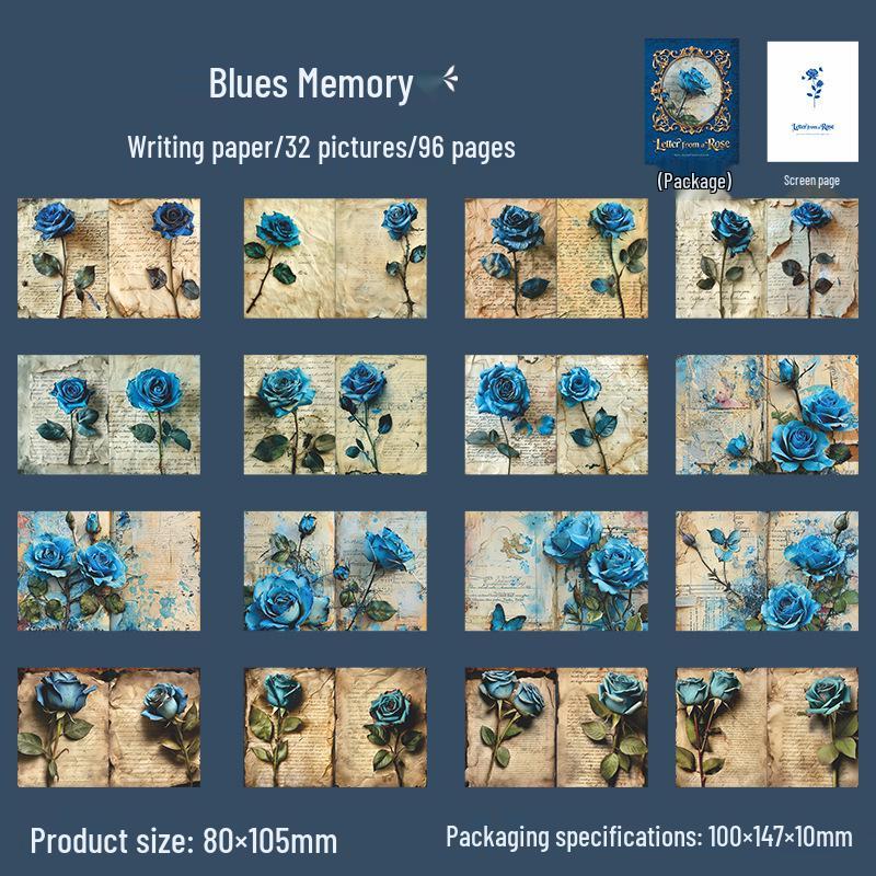 Красивый День Ретро Роза Твердый Переплет Блокнот - Серия Письма Розы, 4 Дизайна, 96 Листов