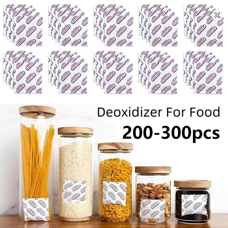 200/250/300 Pcs Food Grade Oxygen Absorbers Non-Toxic Long Term Storage Packets for Sealed Bags Jars Dry Food Pantry Use