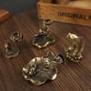 Antique Brass Lotus Leaf Backflow Incense Decorations Solid Pure Copper Frog Lotus Pond Censer Holder Ornaments Tea Pets