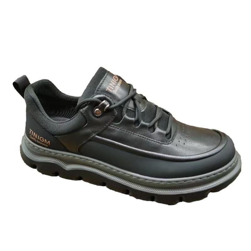 High-end leather autumn sports leather shoes men's cowhide round head trend fashion casual men's leather shoes