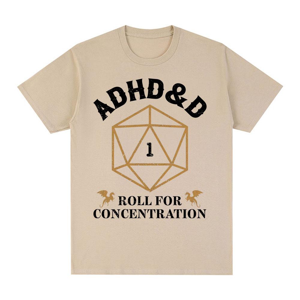 ADHD&D Würfel für Konzentration T-Shirt Lustiger Gamer Dungeons DM RPG Würfel Drache T-Shirts Unisex Baumwolle Freizeit-T-Shirts Streetwear