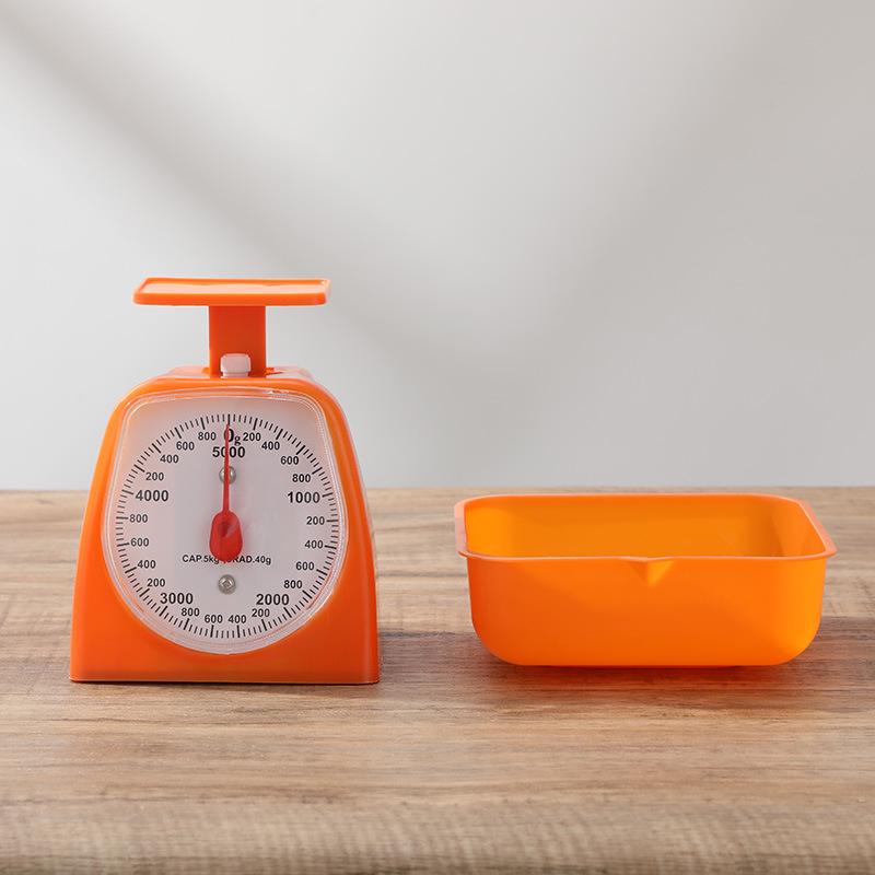 Compact Mechanical Kitchen Scale with Plastic Dial and Fruit Plate - Household Spring Pointer Scale