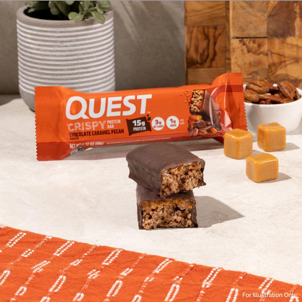 Quest Nutrition Hero Protein Bar, Crispy Chocolate Caramel Pecan Flavor, 4 Bars, 60g (2.12oz) Each