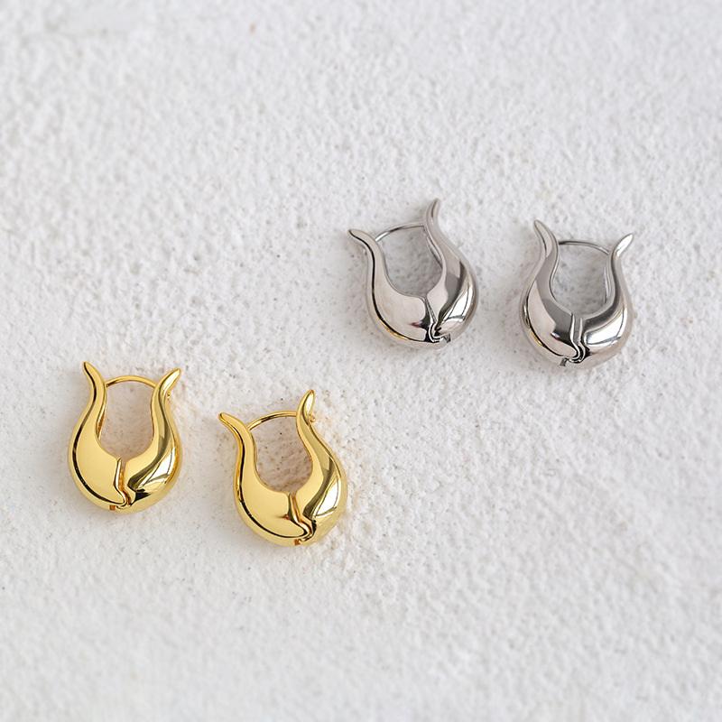 Vintage Gold Plated Smooth Metal Earrings For Women Glossy Shiny French Earrings Luxury Fashion Statement Jewelry Party Gift