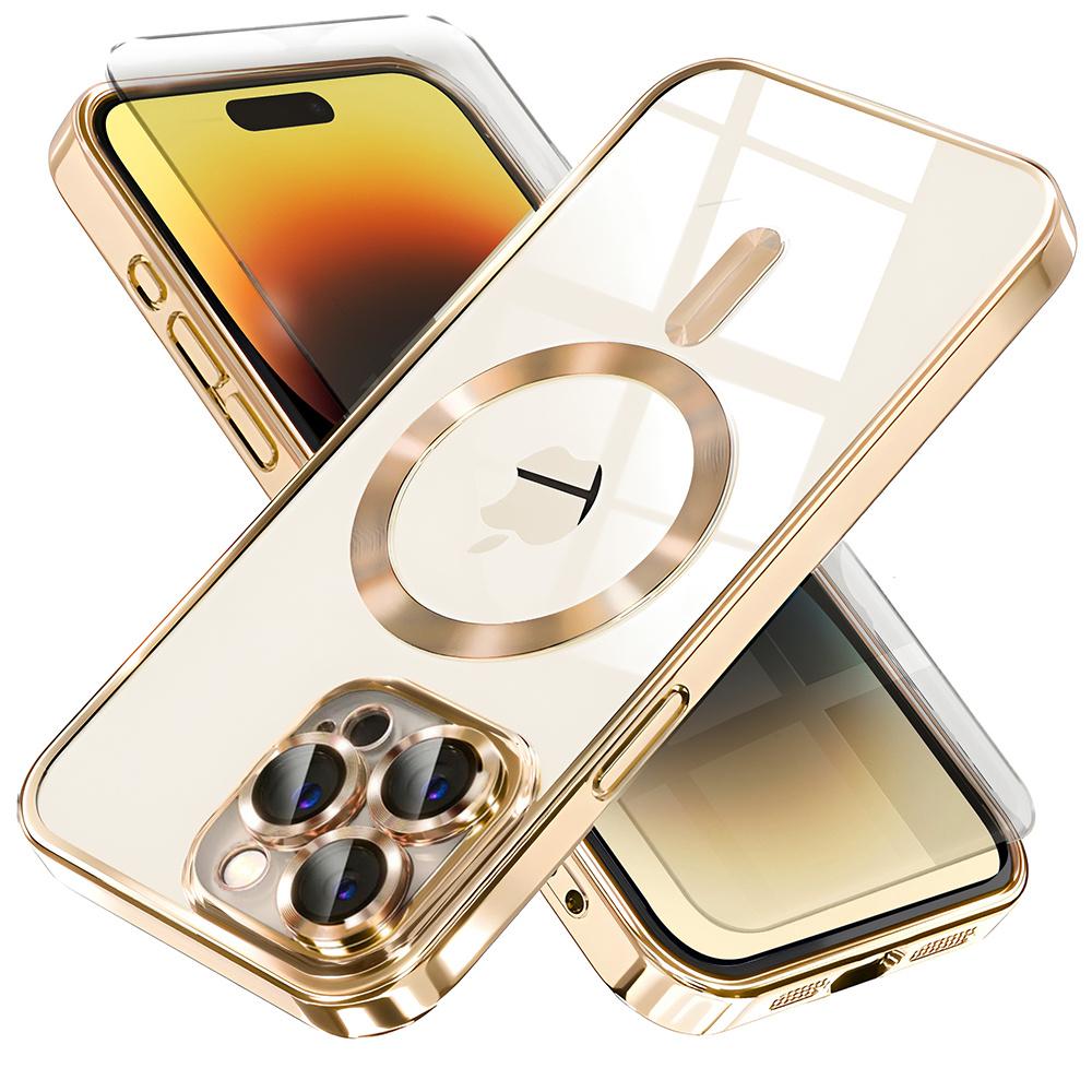 iPhone 14 Pro Case, Electro MagSafe, Gold + Screen Protector
