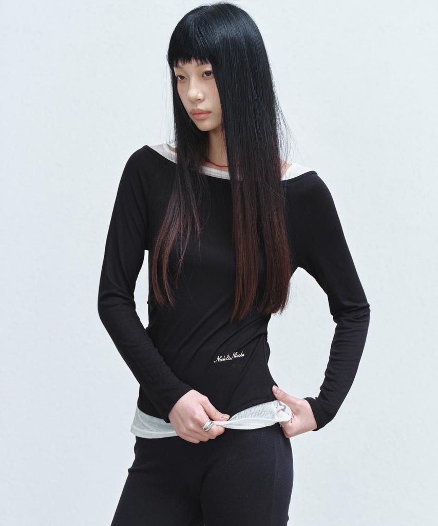 Nigaennikol Shoulder Layered Top_Black