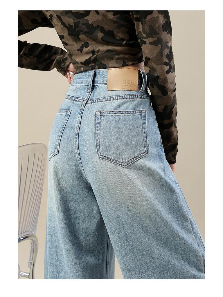 High Street Hot Girl Wide-Leg Jeans: Women's Spring/Autumn Bestseller, Flaw-Hiding, Loose-Fit, American Style Floor-Length Pants