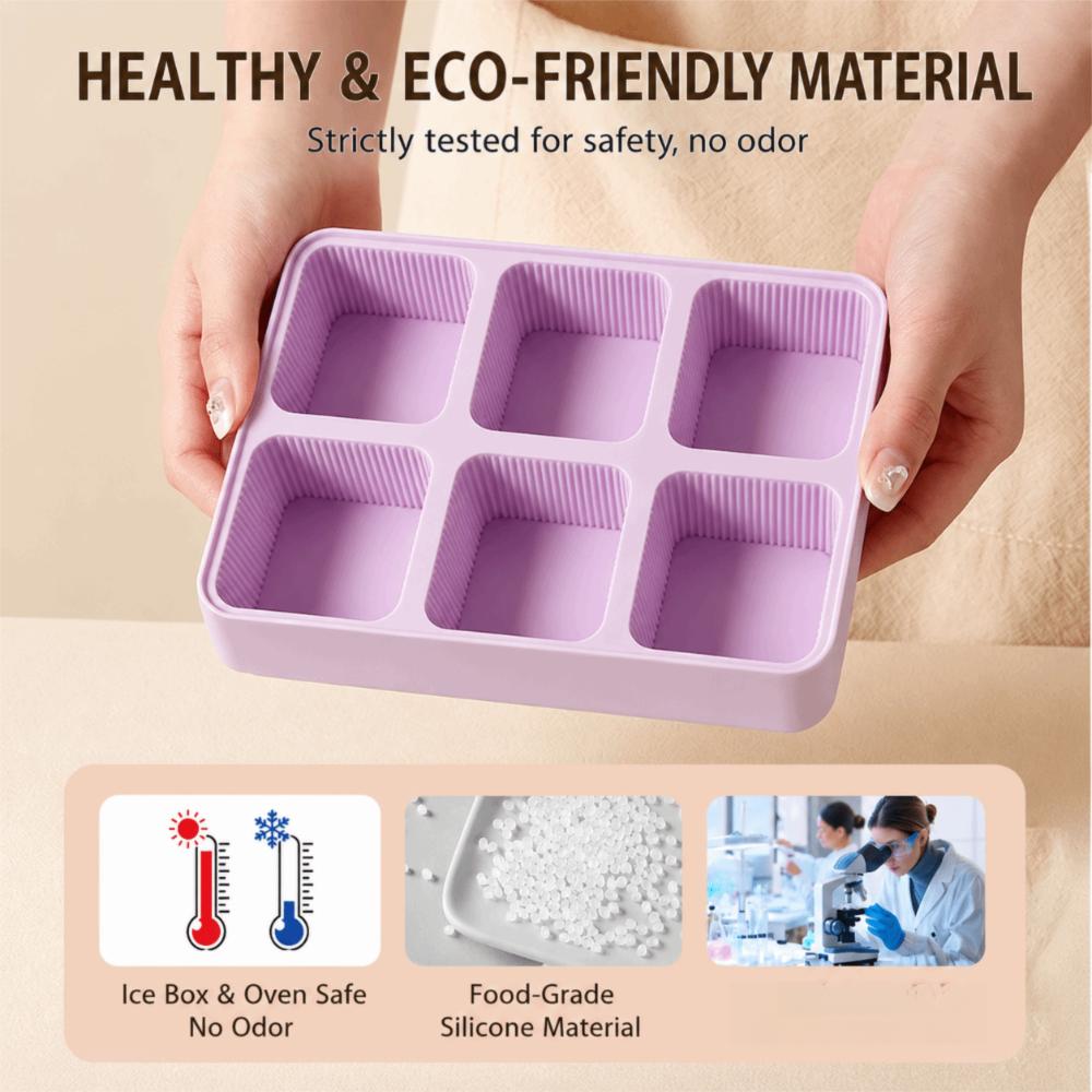 Silicone Ice Cube Tray Removable Lid 6/9 Grids Ice Cube Mold BPA-Free Flexible Chocolate Mold for Cocktail Whiskey