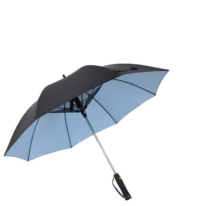 Cool Fan Black Rubber Umbrella Cooling Sun Shade Dual Purpose Umbrella With Fan UV Umbrella