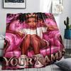 1PC Custom Name Glittery  Night Patterned Flannel Blanket Suitable For All Seasons for Home Decor Warmth and Comfort Gifts Holiday Present_lx