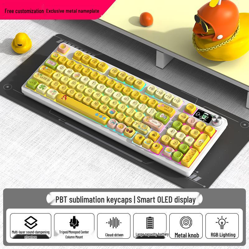 98-Key RGB Wireless Bluetooth Triple-Mode Mechanical Keyboard - Gaming, Esports & Office Customization Screen