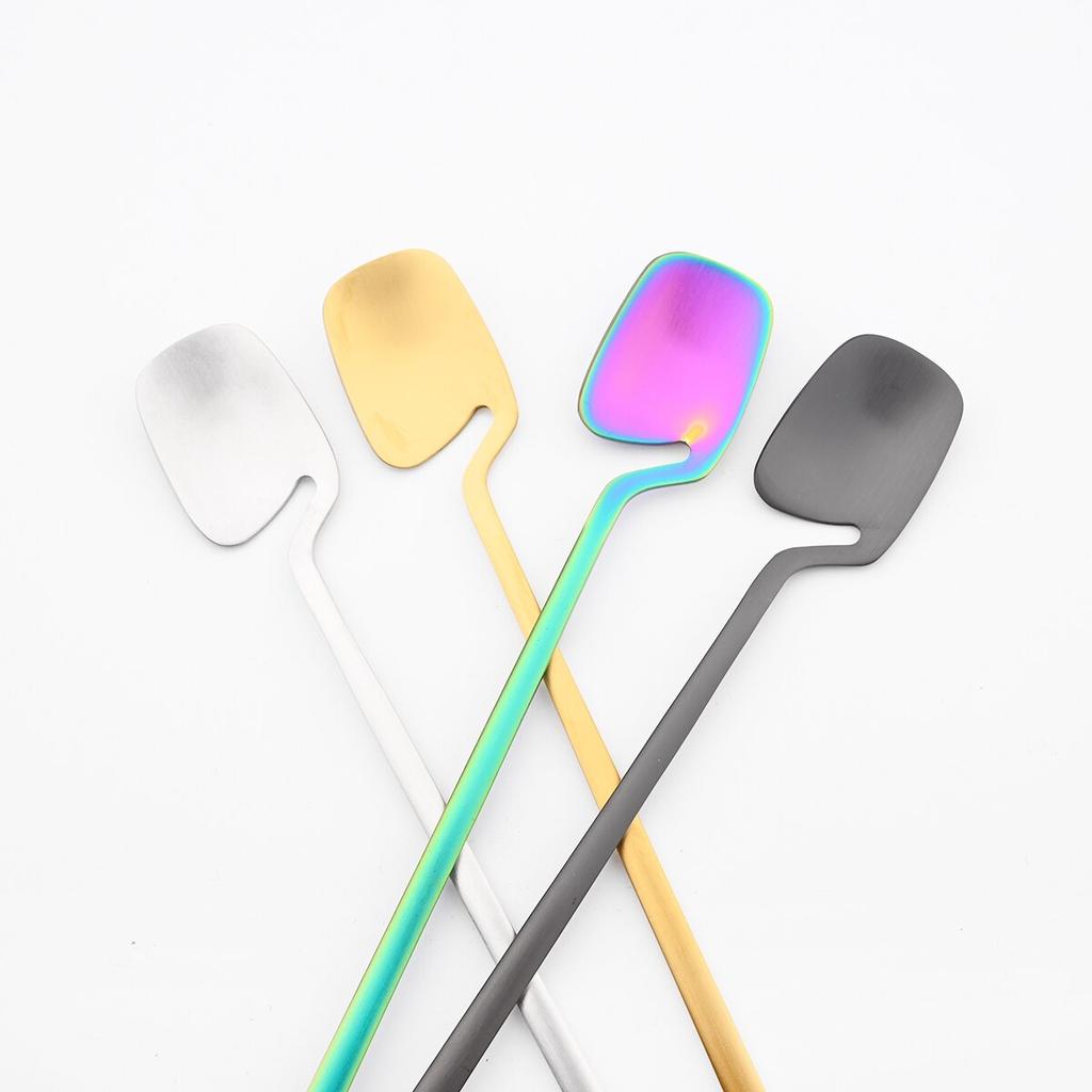 2dílné příbory z nerezové oceli 304 naběračka na zmrzlinu dlouhá lžíce kávová lžička příbory matné barevné medové lžičky nádobí kuchyňské doplňky