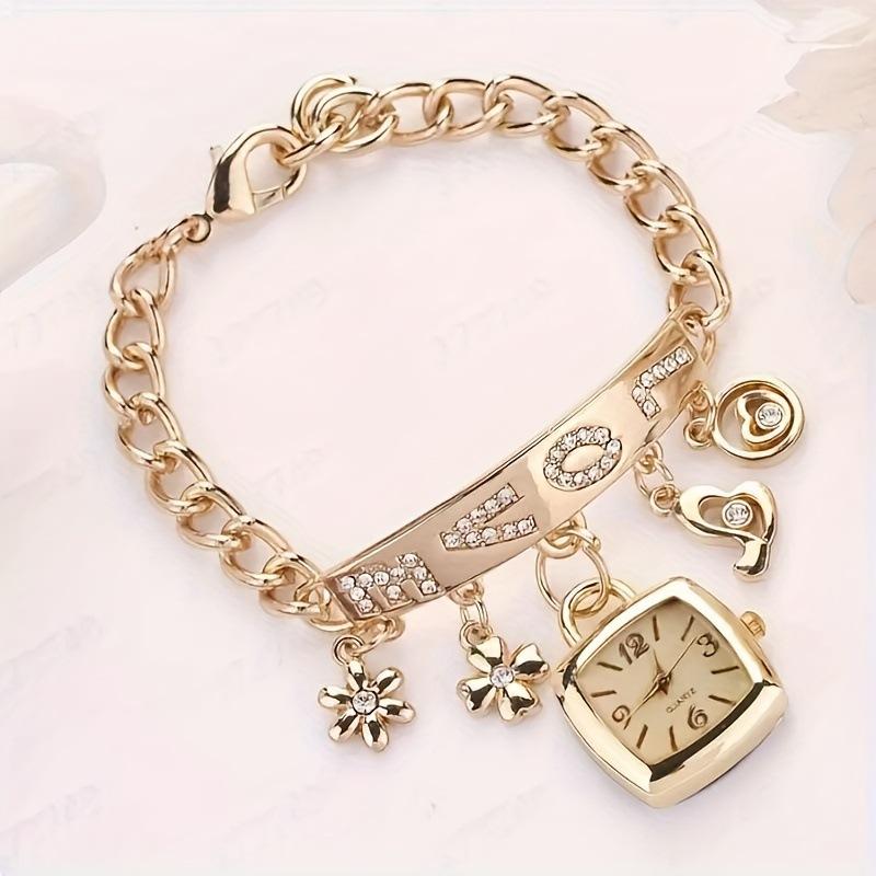 Women Bracelet Strap Quartz Wristwatch Square Arabic Numeral Dial Watch