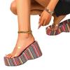 Keilpantoffeln mit dickem Boden Damen High Heels Einfarbiges Stoffobermaterial Strand Cool Slipper Damenpantoffeln