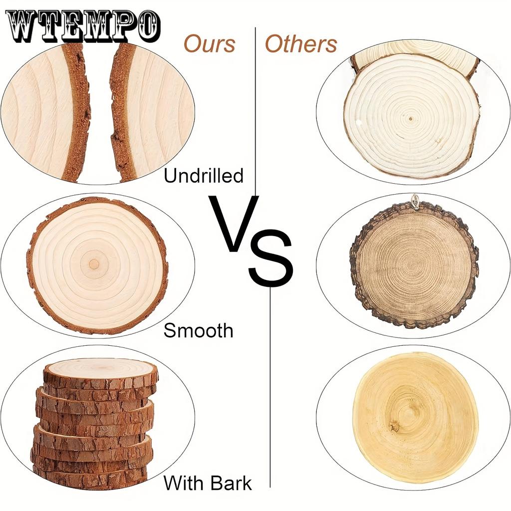 20pcs Wood Slices with No Hole, 2.4-2.8 Inches Wooden Circles for DIY Crafts, Christmas Ornament, Decoration