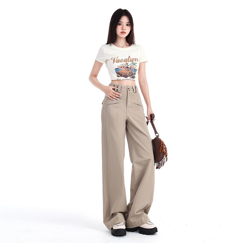 Autumn 2024 Korean High-Waist Wide-Leg Casual Pants for Women