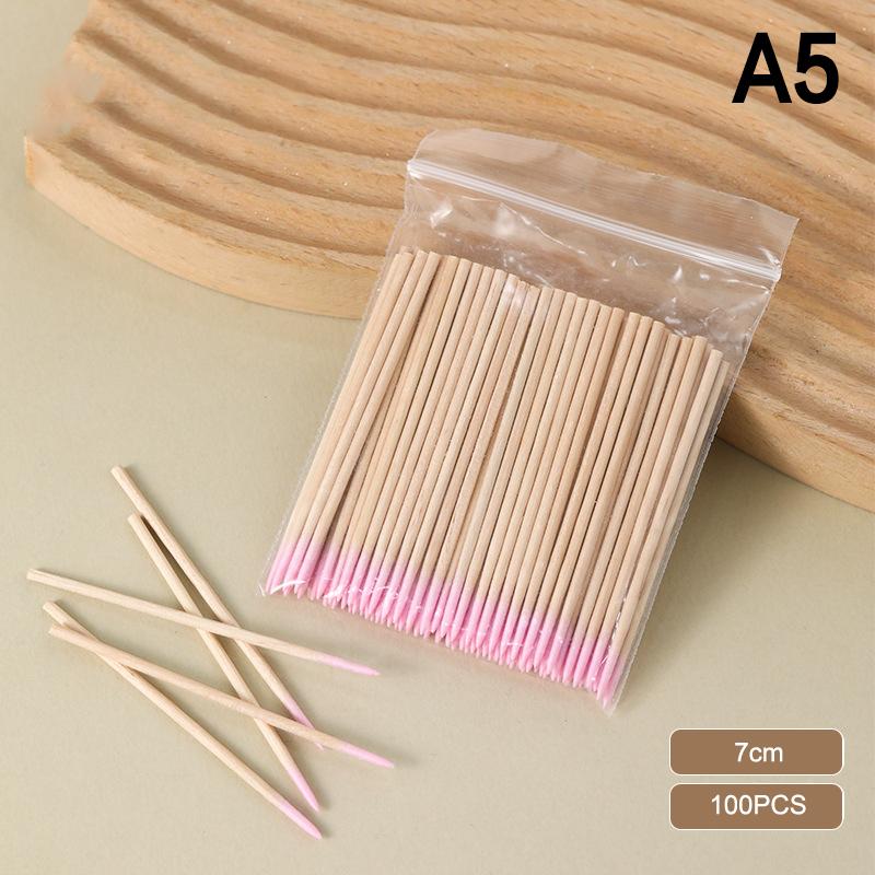 100Pcs Micro Wood Cotton Swab Eyelash Extension Tools Tatoo Microblading Cleaning Wooden Sticks Cosmetic Cotton Brush Buds Tip