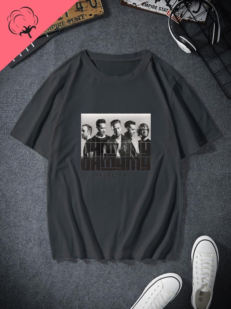 OneRepublic Band Classic Poster Fashion T-shirt, Unisex Streetwear, Spring/summer Short Sleeved Cotton Loose Men s T-shirt S