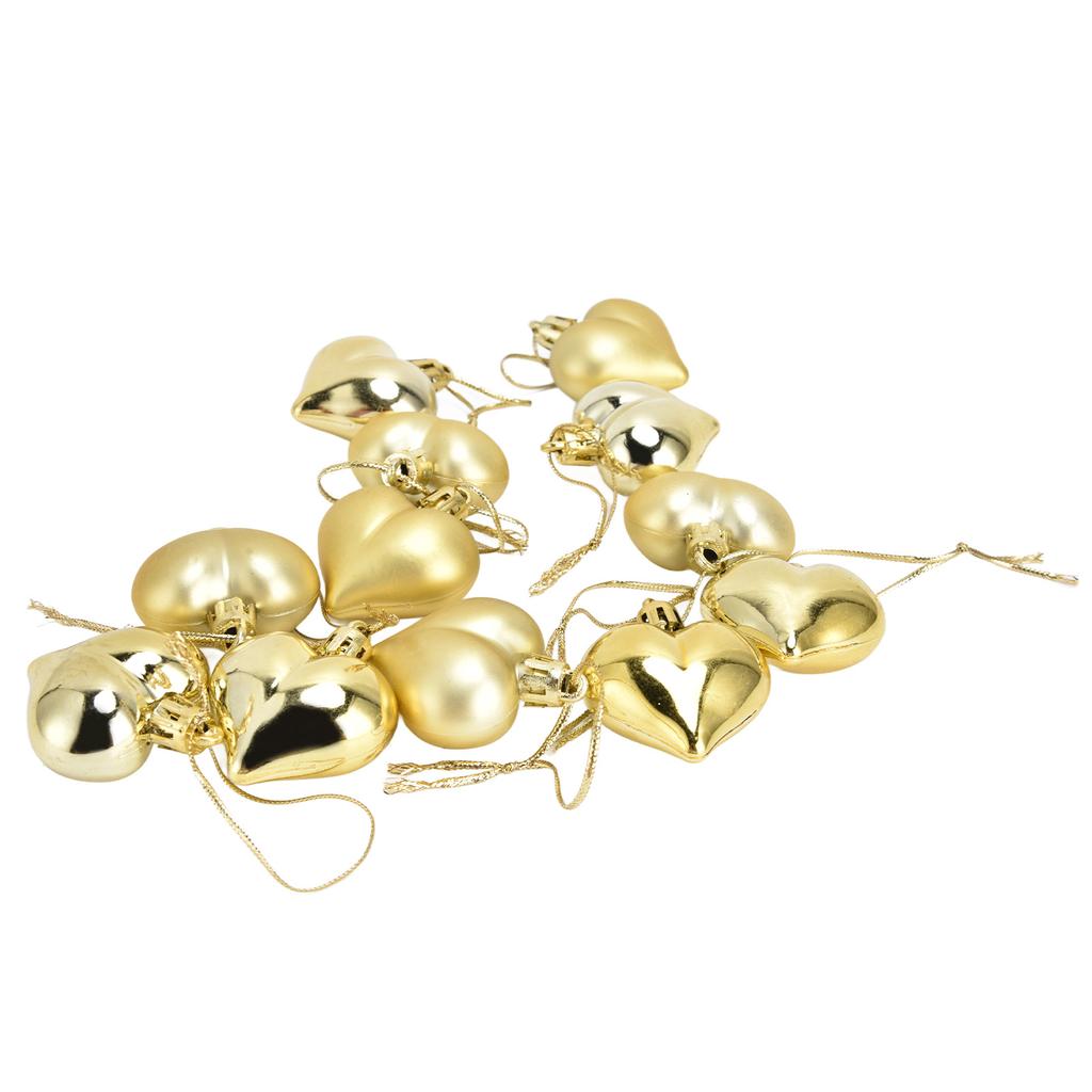 12pcs Christmas Ornament Heart Shape PVC Christmas Tree Hanging Decorations for Valentine"s Day