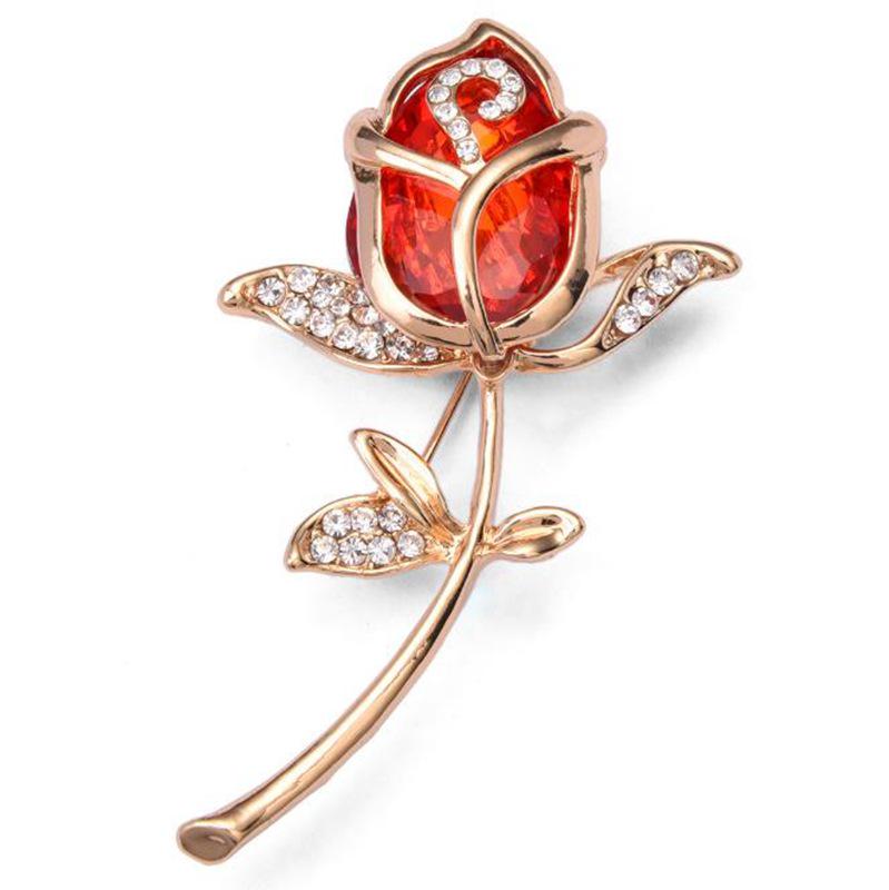 

Elegant Rose Crystal Tulip Brooch Pin - Fashionable Bridal Lapel Accessory красный
