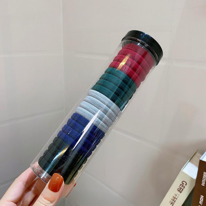20 Peças de Elástico de Cabelo Simples Coreano Ins Elástico de Cabelo Feminino Alta Elasticidade Durável Espesso Sem Costura Anel de Cabelo