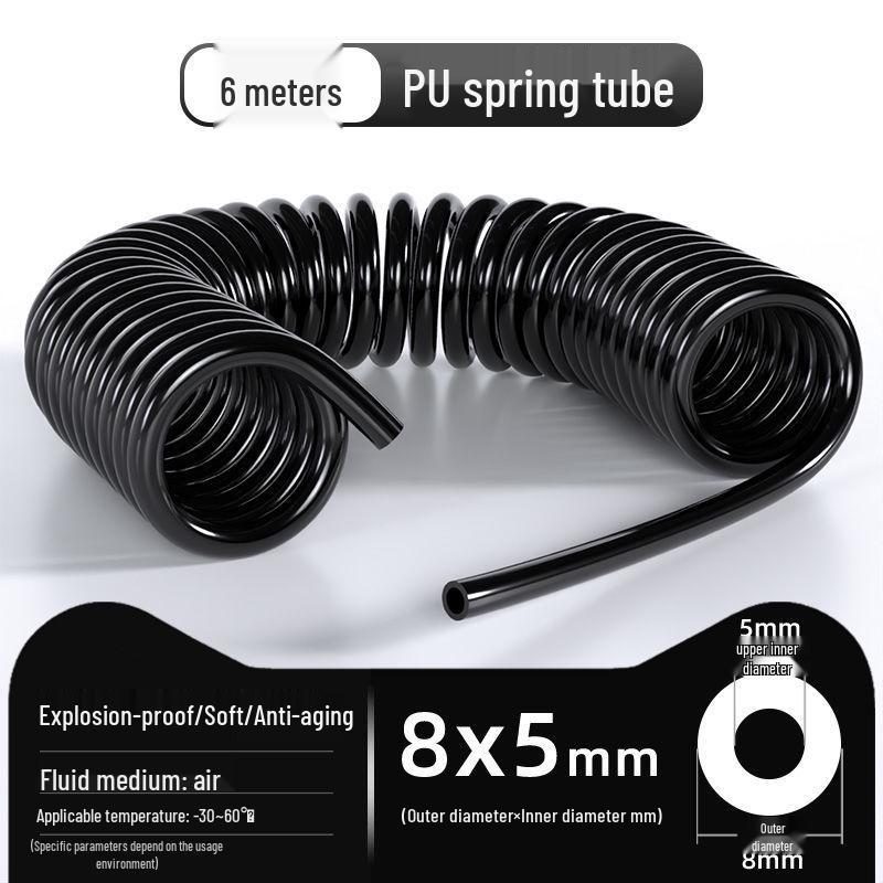 Retractable 8mm PU Spiral Air Hose with Quick Pneumatic Connector