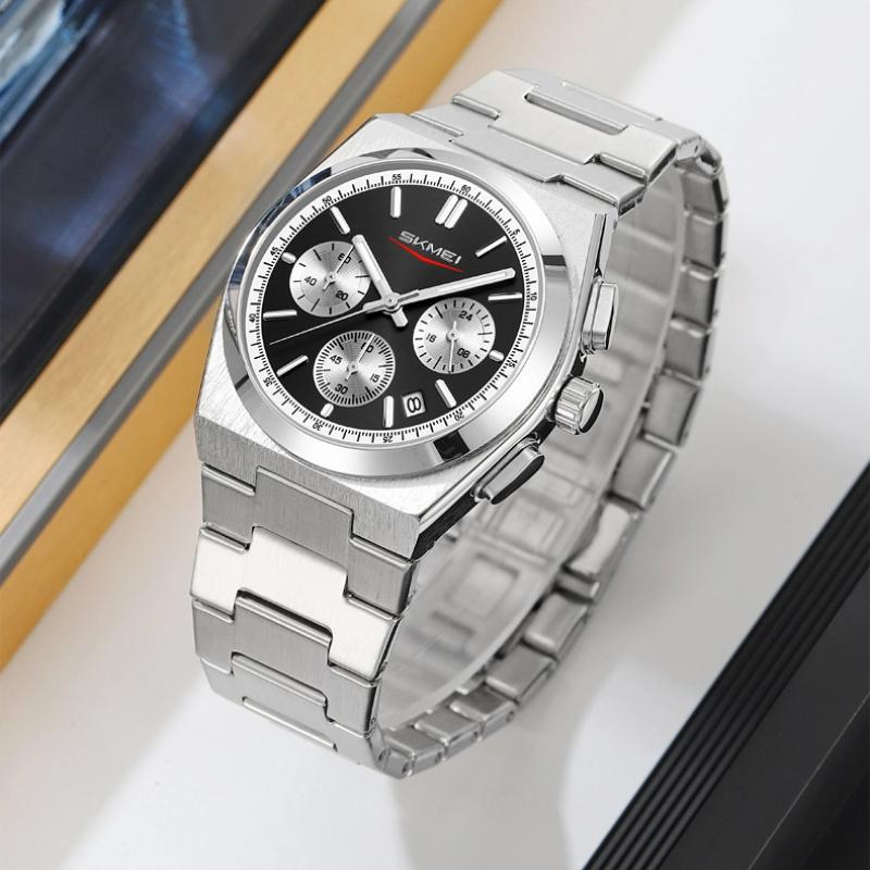 SKMEI Luxury Men Watch Waterproof Luminous Chronograph Date Stainless Steel Watch for Men Quartz Military Men's Watches
