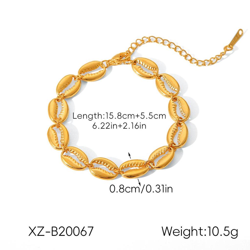 Luxury European & American Ocean-Inspired Stainless Steel Bracelet with Starfish & Seashell Design for Women – Non-Fading Titanium Jewelry