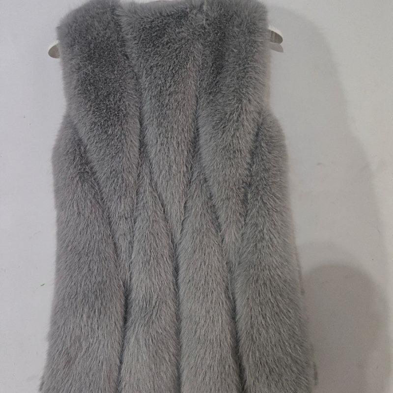

Осенне-зимний новый жилет из искусственного лисьего меха, женский жилет средней длины, жилет жилет, приталенная куртка с каплевидной вставкой S