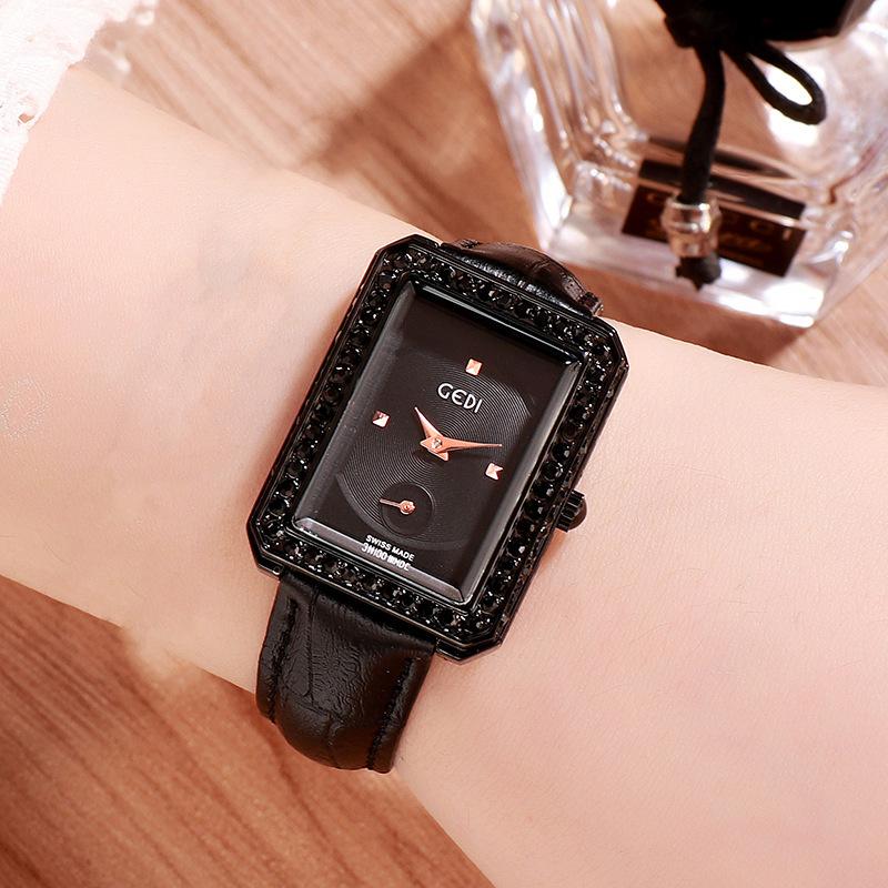 Diamond-Encrusted Square Women S Belt Watch Waterproof Fashion Casual Women S Watch