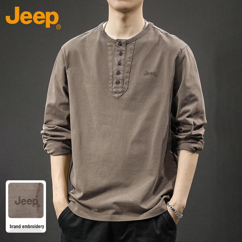 JEEP Men s Retro Henley Long-Sleeve T-Shirt XL