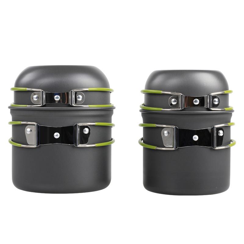 Outdoor Aluminum Alloy Cookware Set DS-201 Camping Pot Set Portable for 23 People 4-Piece Cookware Kit Direct Supply