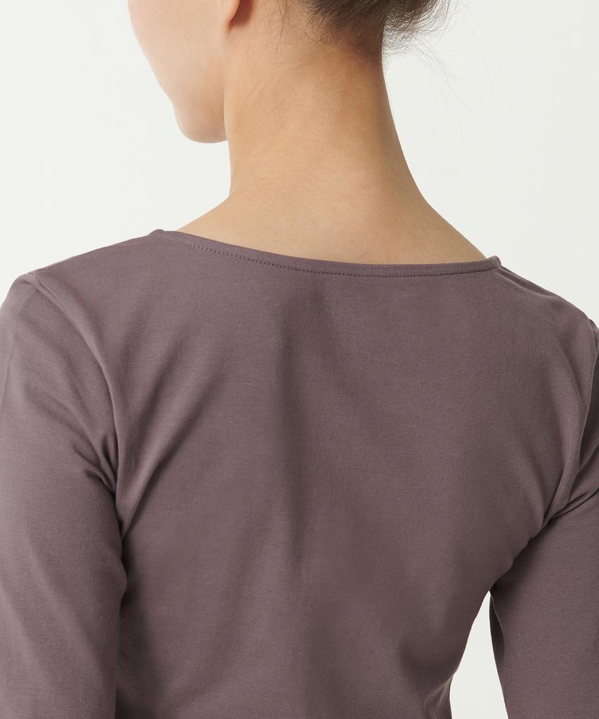 MUSINSA STANDARD WOMAN Women'S Slim Crop Square Neck Long Sleeve T-Shirt [Red Brown]