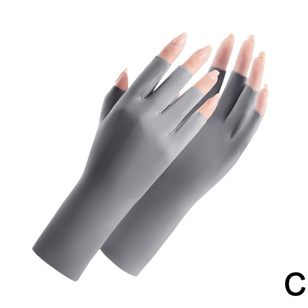 1PAIR Women Summer Sunscreen Gloves Ice Silk Half-finger Gloves Fashion Elegant UV-resistant Breathable Multicolor Driving Glove
