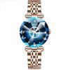 Elegant Ladies' Quartz Watch with Diamond Accents, Durable Glass, and Steel Band