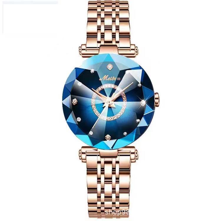 Elegant Ladies' Quartz Watch with Diamond Accents, Durable Glass, and Steel Band