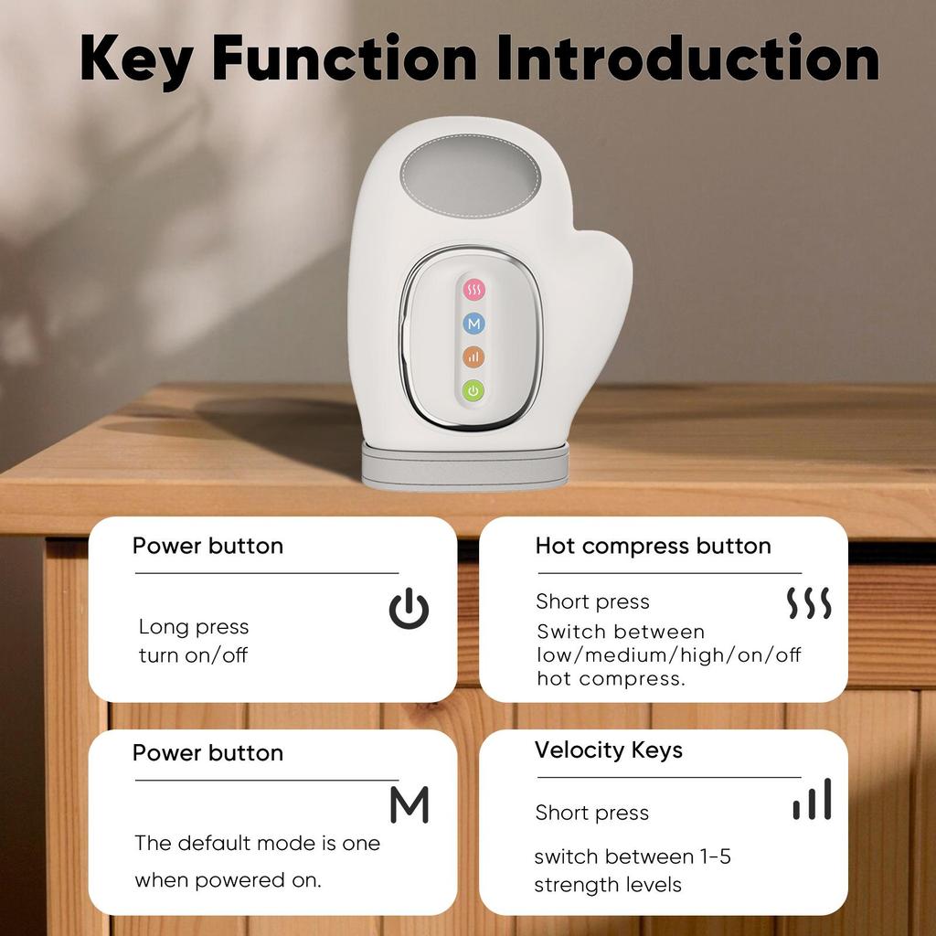 Hand Massager with Heat Compression Relief, 3 Massage, 4 Temperature,5 Compression Model Therapeutic Gloves, Wrist and Finger Massage gifts for loves