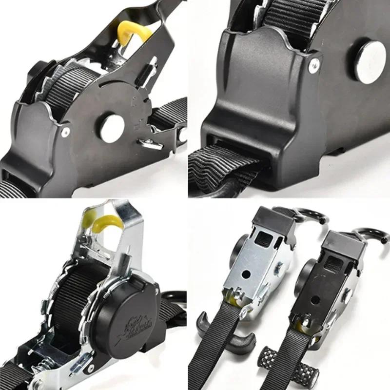 Auto Cargo Straps Retractable Belts Ratchet Tensioner for Load Luggage Motorcycle Car Truck Tie Down Securing Strap Set