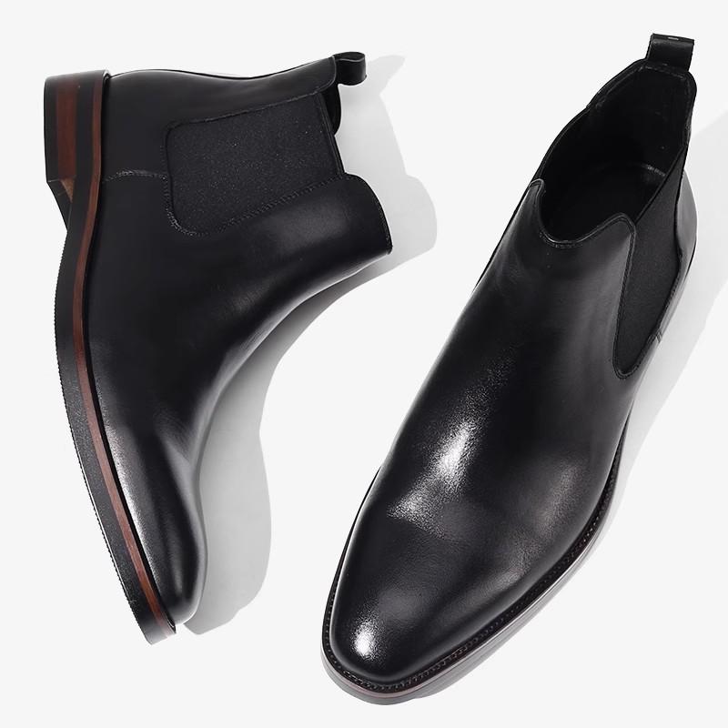Moda 2025 Nuove Scarpe in Pelle High Top Scarpe Artigianali Vintage Chelsea Stivale in Pelle Britannico a Punta Quadrata Scarpe Eleganti in Pelle