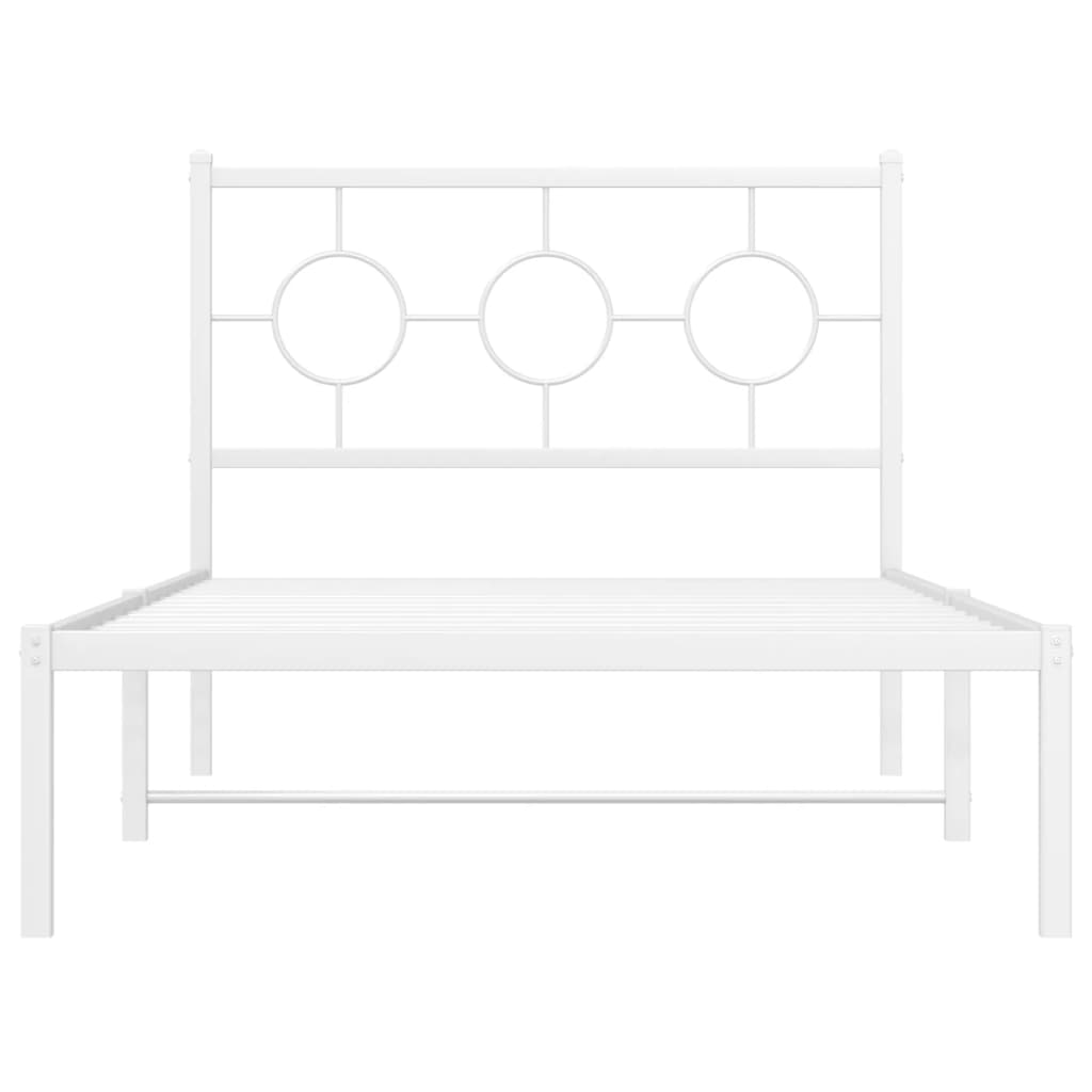 Metal Bed Frame with Headboard White 100 x 190 cm