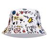 Unisex Lächelnde Krone Graffiti Print Persönlichkeit Eimerhüte Fischerkappen Outdoor Freizeitkappe Sonnenschutzhut