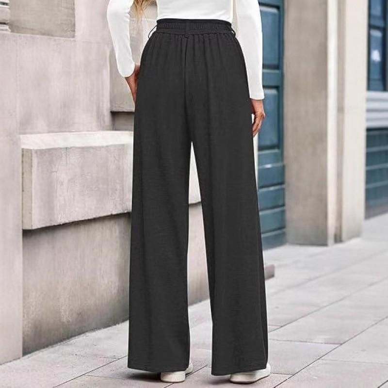 Womens High-Waisted Straight Leg Wide Pants Soft Comfortable Casual Trousers Winter 2026