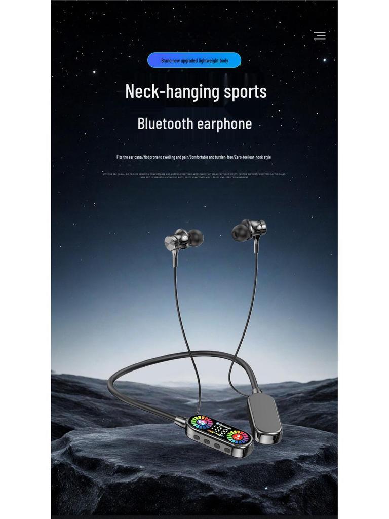Long Battery Life Neck-Hanging Voice-Control Sports Bluetooth Headset with Song Recording and In-Ear Monitoring
