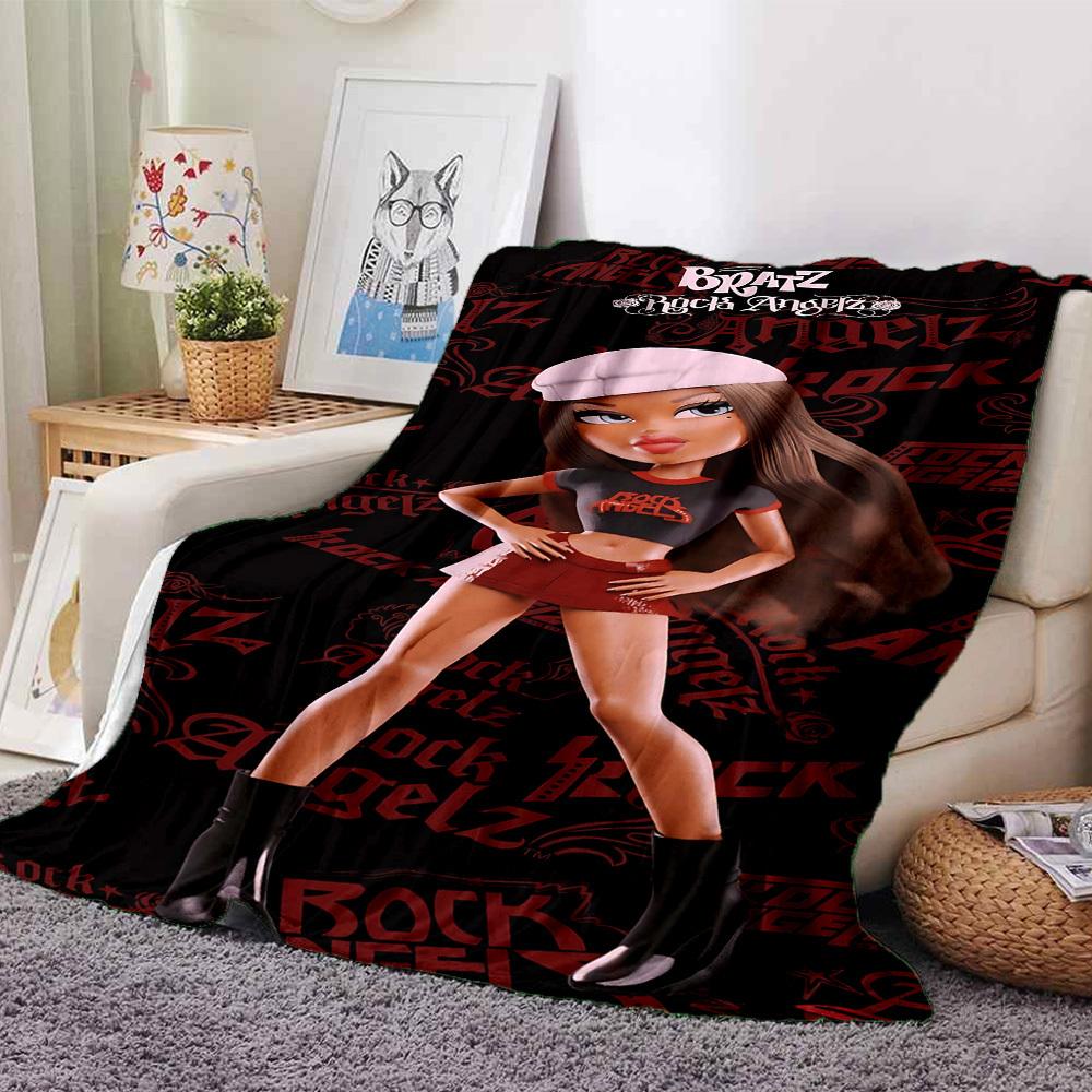 1pc Rock Angelz Bratz Soft Warm Throw Blanket Nap Blanket For Couch Sofa Office Bed Camping Travel,Comfortable, Warm1033 80cmx120cm(31inx47in)