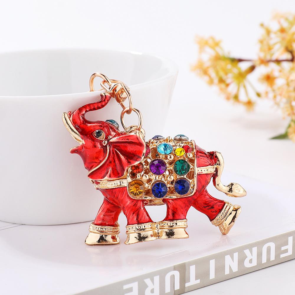 Thai Drip Oil Diamond War Elephant, Creative 3D, Elephant Car Keychain, Pendant, Small Gift