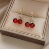 Charm Red Cherry Crystal Stainless Steel Necklace for Women Sweet Cute Style Temperament Collar Chain Jewelry Gift Wholesale