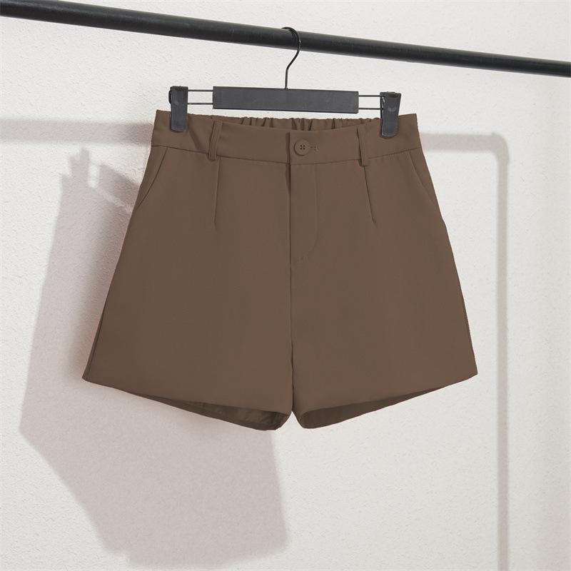 Women's High-Waisted Black A-Line Wide-Leg Slimming Shorts - Spring 2022 Korean Style