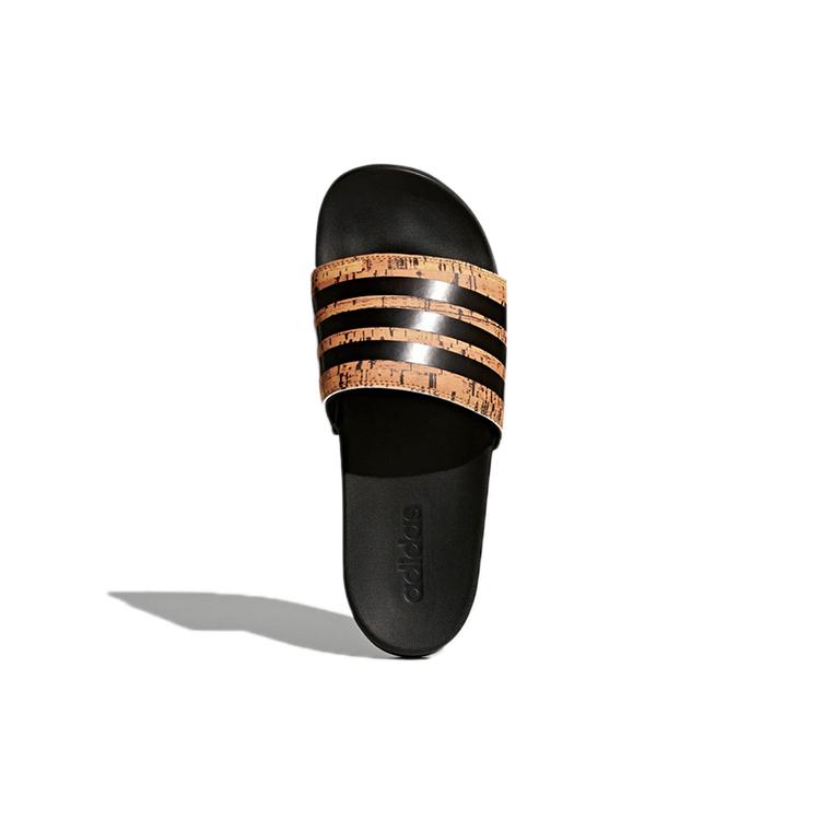 New Adidas Adilette Cloudfoam Plus Cork Slippers 'Black Orange' CG3413