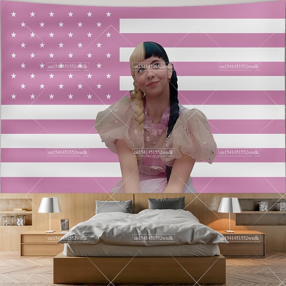 American Pop Singer Sabrina Carpenter Tapestry Pink USA Flag Aesthetic Room Decor Banners Wall Hanging Home And Garden Flags 74x94cm(29x37in)