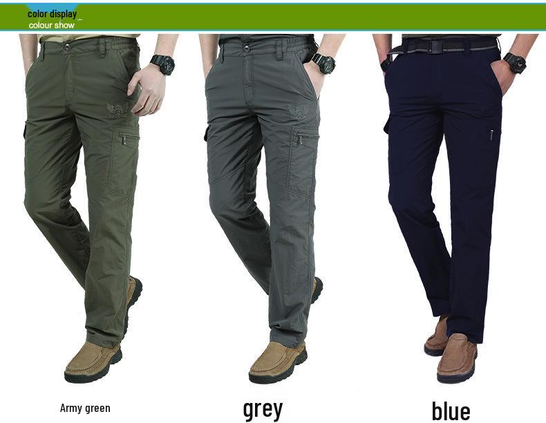 Men's Quick-Drying Waterproof Cargo Pants - Loose Fit, Multi-Pocket, Plus Size, for Hiking and Outdoor Activities